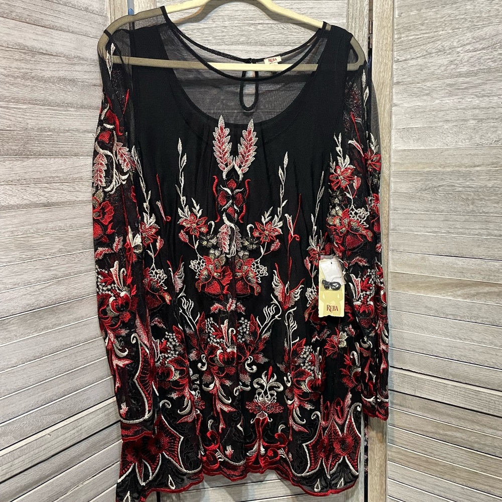 Reba embroidered shirt with built in tank.